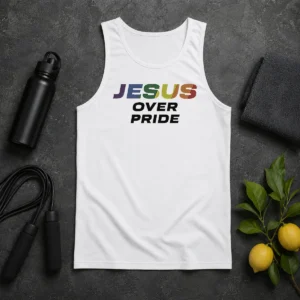 Hot Awesome Jesus Over Pride Tank Top