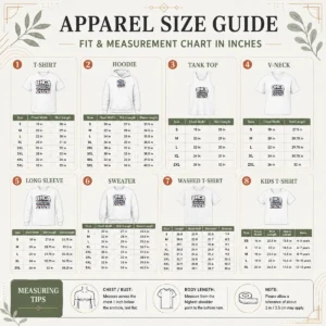 Size chart for Top OHCA National Specialty 2026 Typography Pride with measurements in inches and cm to help choose the right fit