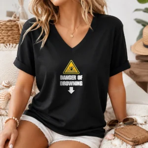 Pretty Danger Of Drowning Symbol Sign Water Safety Alert Warning V-Neck Shirt