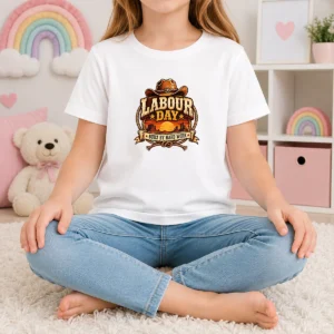 Pretty Labour Day Built By Hard Work Desert Sunset Cowboy Kids T-Shirt