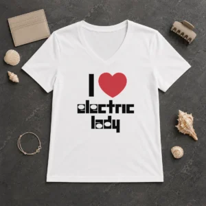 Hot Nice I Love Electric Lady Jimi Hendrix Rock Music V-Neck Shirt