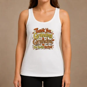 Official Funny Grandparents Day Thank You Heartbeat Doodle Tank Top