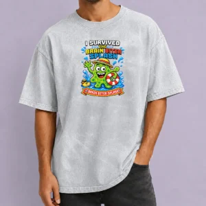 Pretty Nice Brain Biter Splash Pixel Survival Washed T-Shirt