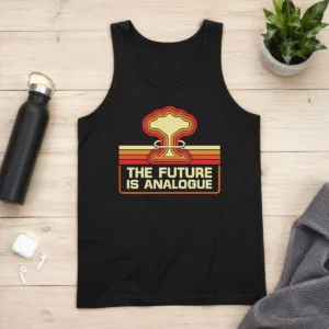 Original Pretty The Future Is Analogue Retro Nuclear Mushroom Cloud Tank Top